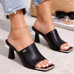 Block Heel Sandals 5.5M Square Open Toe Mules Office Business Casual Minimalist